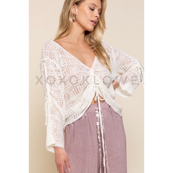 POL Ivory Pull String Top Lightweight Long Sleeve - Picture 7 of 14